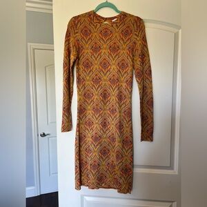 Paco Rabanne knee length Knit Dress | Metallic Print | Size S